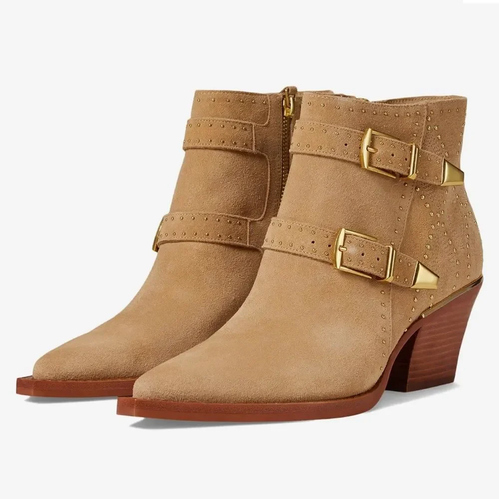 New Dolce Vita Ronnie Western Bootie in Camel Suede Size 6